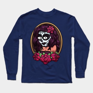 Sugar Skull Pin Up Girl Long Sleeve T-Shirt